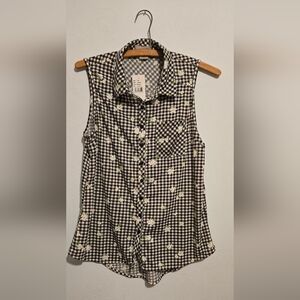 Passport Black and White Checkered Top